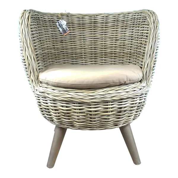 VAN DER LEEDEN Balkon & Garten Rattansessel Jakarta Grau Ø ca. 80 cm