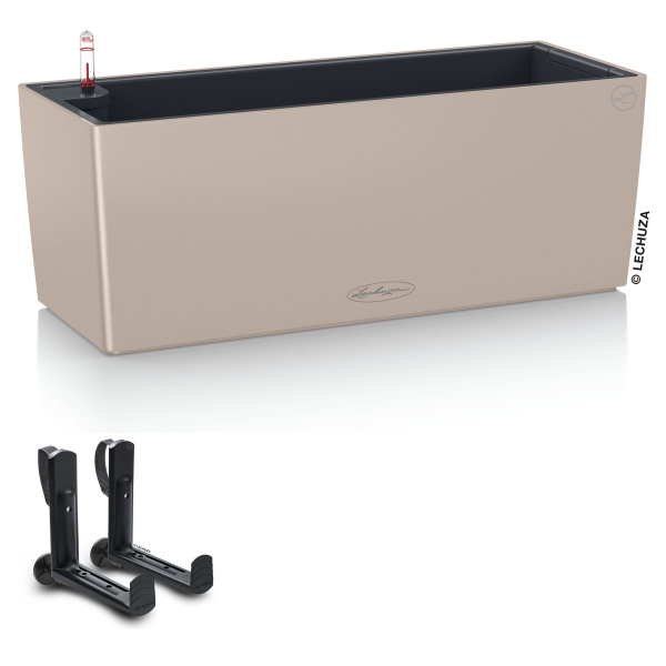 LECHUZA® Blumenkasten BALCONERA Color 50 Sandbraun All-in-One + 2 Halter