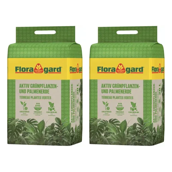 2 x Floragard® Aktiv Grünpflanzen- und Palmenerde - 20 Liter
