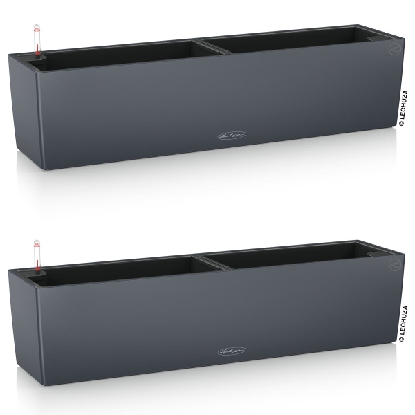 LECHUZA® Blumenkasten BALCONERA Color 80 Schiefergrau All-in-One x 2