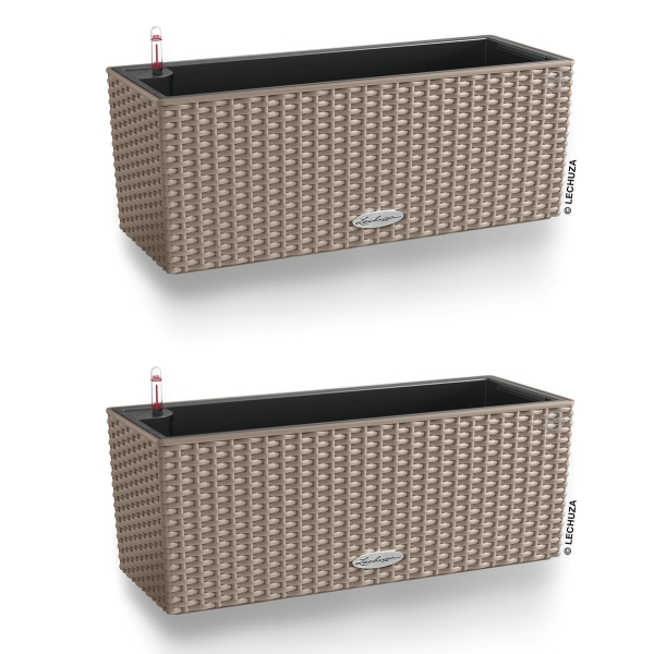 LECHUZA® Blumenkasten BALCONERA Cottage 50 Sandbraun All-in-One x 2