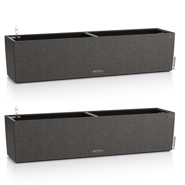 LECHUZA® Blumenkasten BALCONERA Stone 80 Graphitschwarz All-in-One x 2
