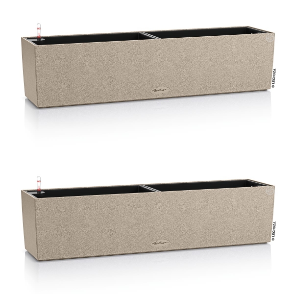 LECHUZA® Blumenkasten BALCONERA Stone 80 Sandbeige All-in-One x 2