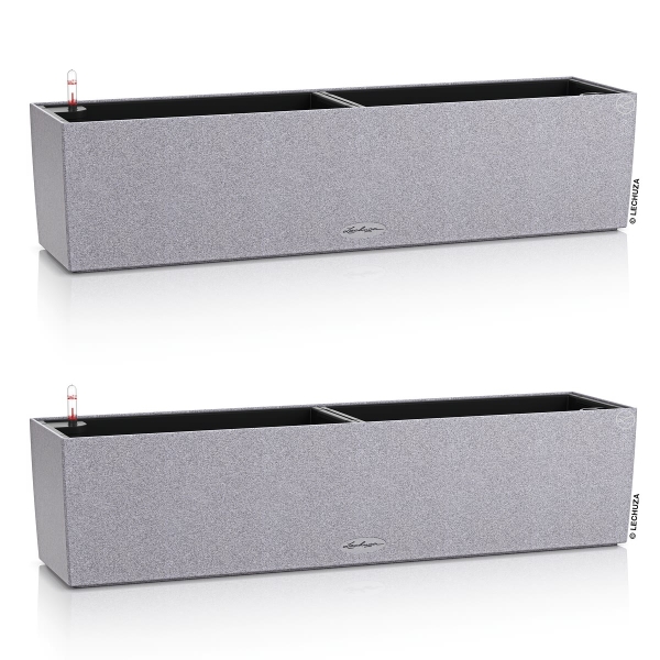 LECHUZA® Blumenkasten BALCONERA Stone 80 Steingrau All-in-One x 2