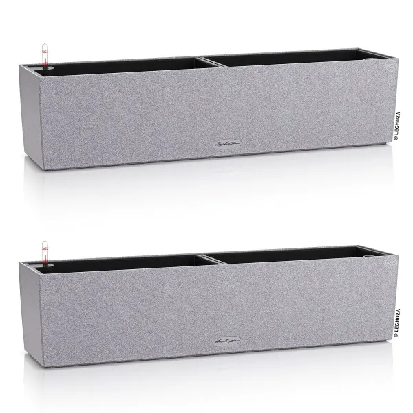 LECHUZA® Blumenkasten BALCONERA Stone 80 Steingrau All-in-One x 2