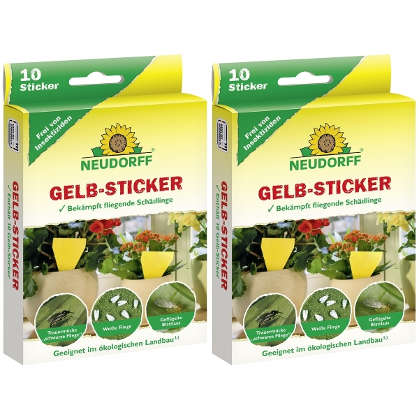 NEUDORFF® Gelb-Sticker zur Bekämpfung fliegender Schädlinge - 10 Sticker x 2