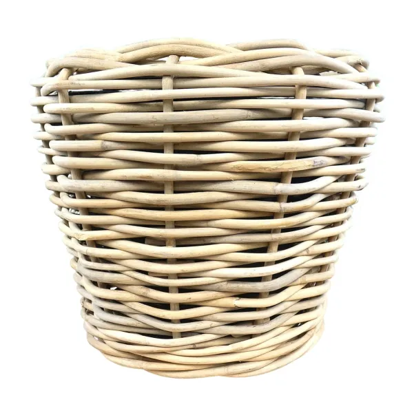 VAN DER LEEDEN DRYPOT® Rattan Pflanzkübel Grau auf Rollen Ø 58 cm - Sylter Körbe