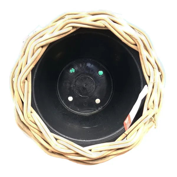 VAN DER LEEDEN DRYPOT® Rattan Pflanzkübel Grau auf Rollen Ø 58 cm - Sylter Körbe