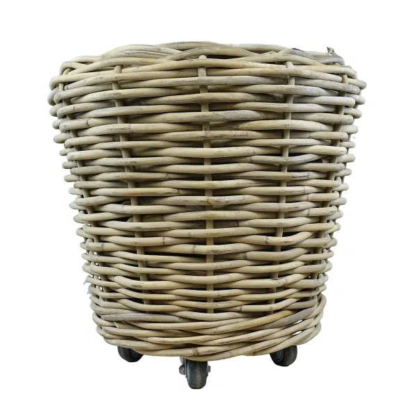VAN DER LEEDEN DRYPOT® Rattan Pflanzkübel Grau auf Rollen Ø 68 cm - Sylter Körbe VAN DER LEEDEN DRYPOT® Rattan Pflanzkübel Grau auf Rollen Ø 68 cm - Sylter Körbe