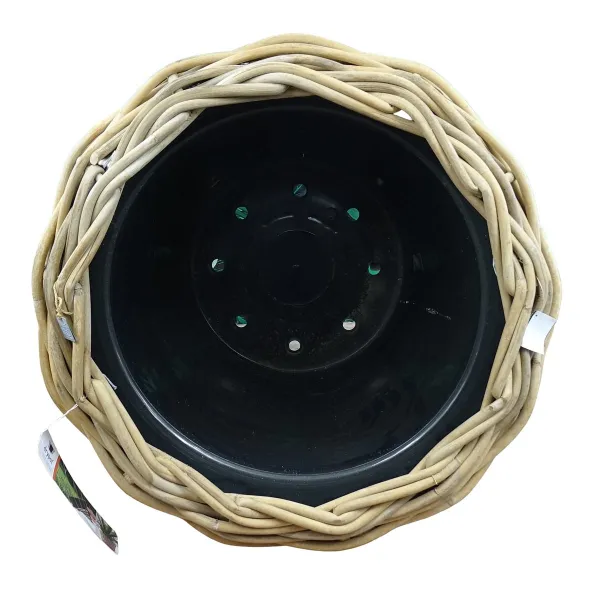 VAN DER LEEDEN DRYPOT® Rattan Pflanzkübel Grau auf Rollen Ø 68 cm - Sylter Körbe