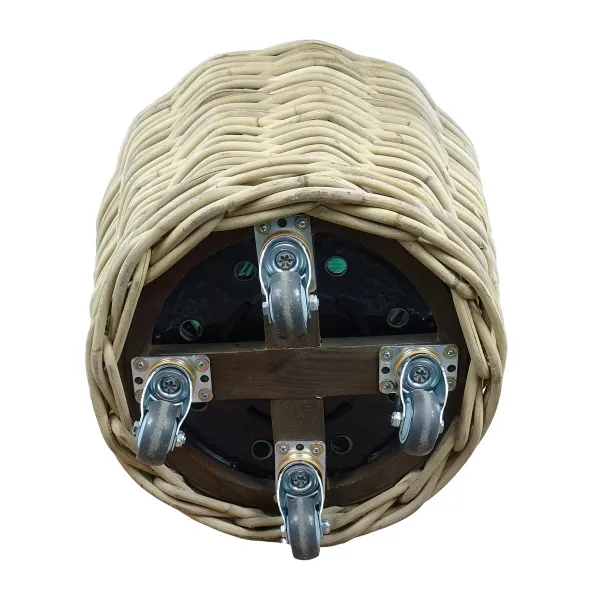 VAN DER LEEDEN DRYPOT® Rattan Pflanzkübel Grau auf Rollen Ø 68 cm - Sylter Körbe