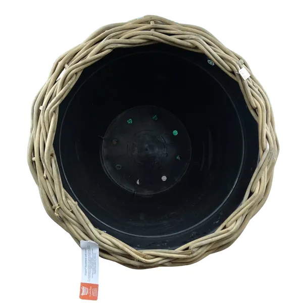 VAN DER LEEDEN DRYPOT® Rattan Pflanzkübel Grau auf Rollen Ø 83 cm - Sylter Körbe