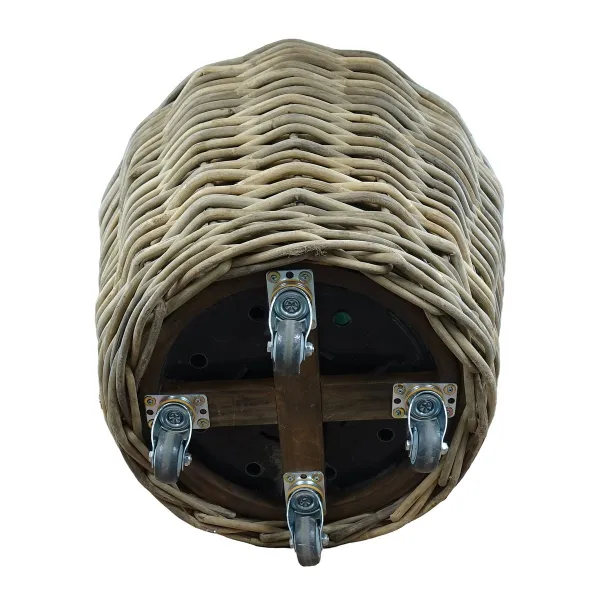 VAN DER LEEDEN DRYPOT® Rattan Pflanzkübel Grau auf Rollen Ø 83 cm - Sylter Körbe