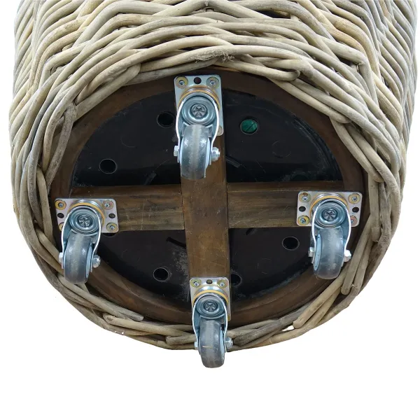 VAN DER LEEDEN DRYPOT® Rattan Pflanzkübel Grau auf Rollen Ø 83 cm - Sylter Körbe