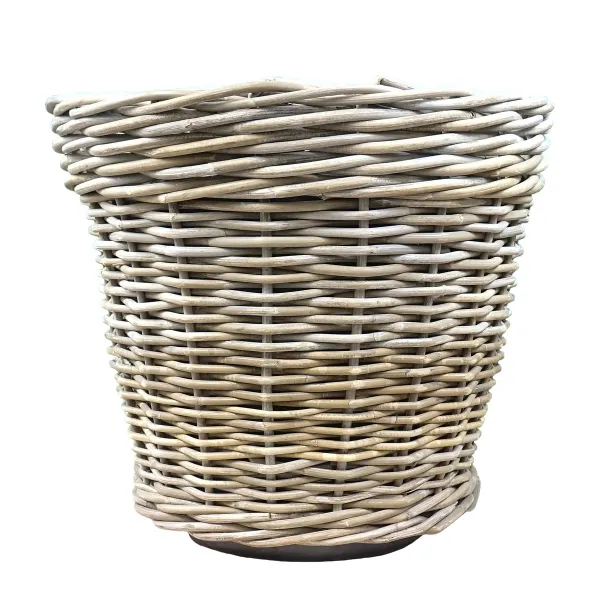 VAN DER LEEDEN DRYPOT® Rattan Pflanzkübel Grau Ø 60 cm - Sylter Körbe