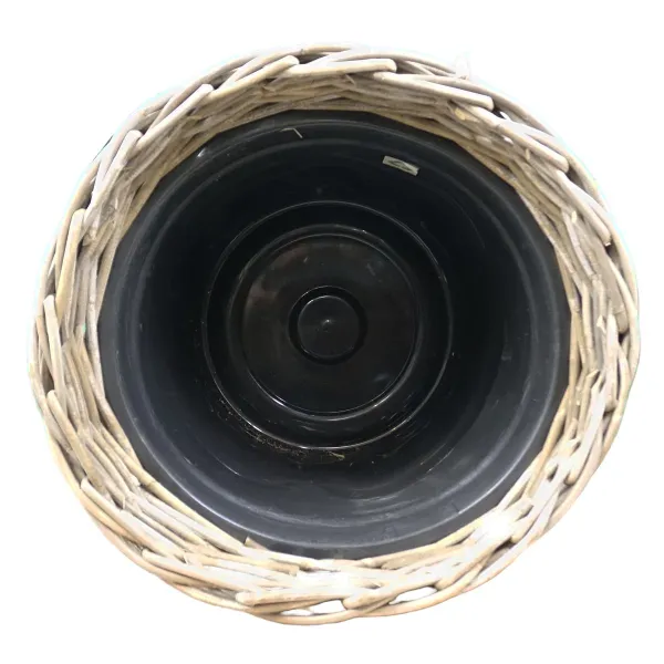 VAN DER LEEDEN DRYPOT® Rattan Pflanzkübel Grau Ø 60 cm - Sylter Körbe