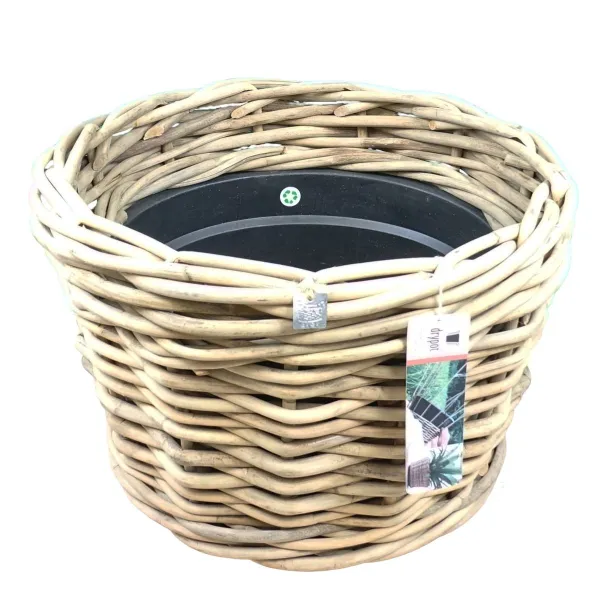 VAN DER LEEDEN DRYPOT® Rattan Pflanzkübel Grau Ø 59 cm - Sylter Körbe