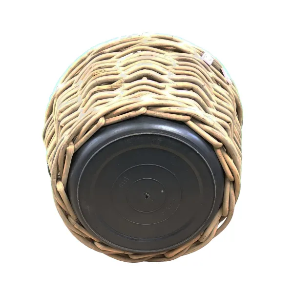 VAN DER LEEDEN DRYPOT® Rattan Pflanzkübel Grau Ø 59 cm - Sylter Körbe
