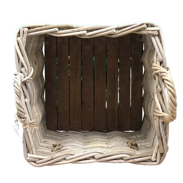 VAN DER LEEDEN Rattan Kaminholzkorb mit Rollen 40 x 40 cm
