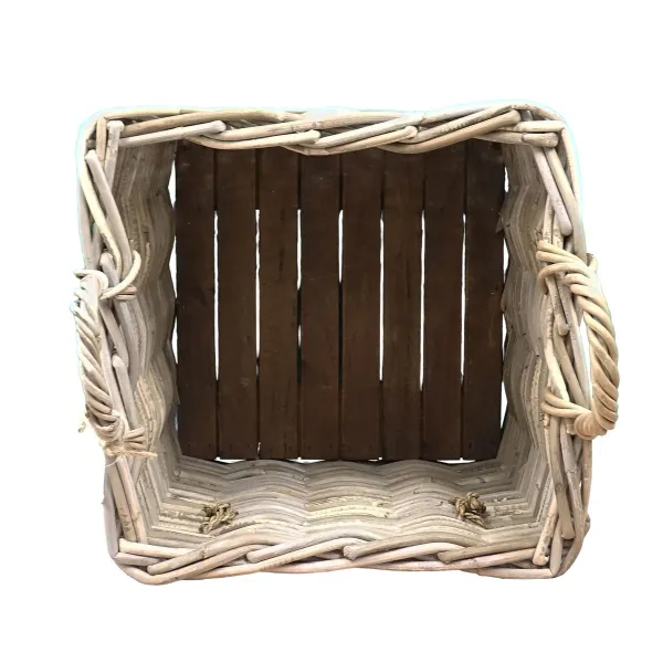 VAN DER LEEDEN Rattan Kaminholzkorb mit Rollen 40 x 40 cm