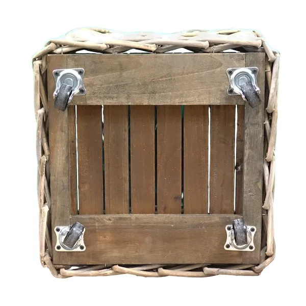VAN DER LEEDEN Rattan Kaminholzkorb mit Rollen 40 x 40 cm