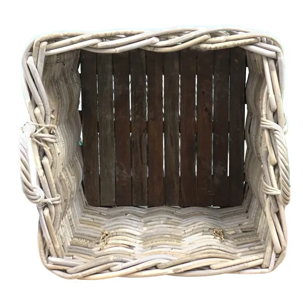 VAN DER LEEDEN Rattan Kaminholzkorb mit Rollen 50 x 50 cm