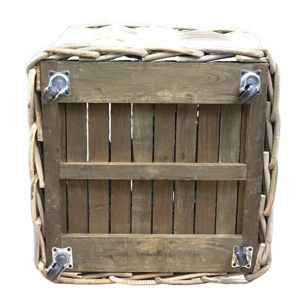 VAN DER LEEDEN Rattan Kaminholzkorb mit Rollen 50 x 50 cm