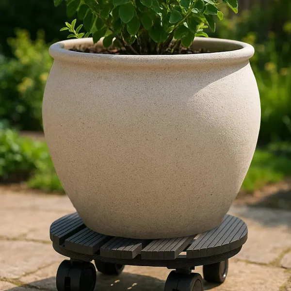 Esschert Design Pflanzenroller Outdoor rund mit Rillen Ø 28 cm - WPC