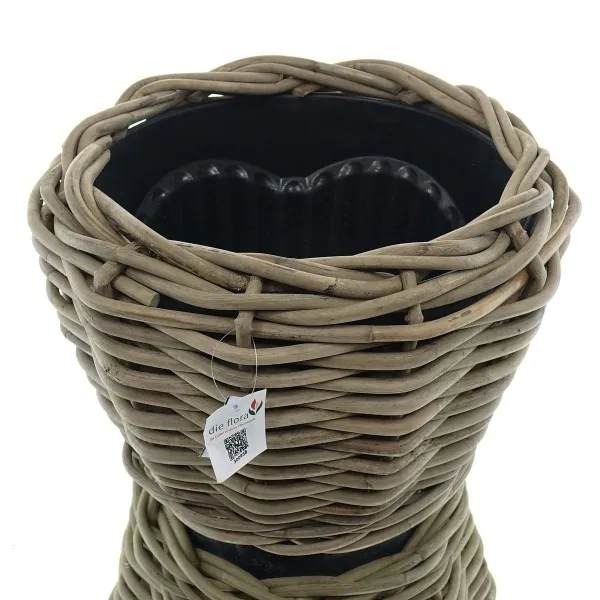 VAN DER LEEDEN DRYPOT® Rattan Pflanzkübel Grau Ø 47 cm - Sylter Körbe