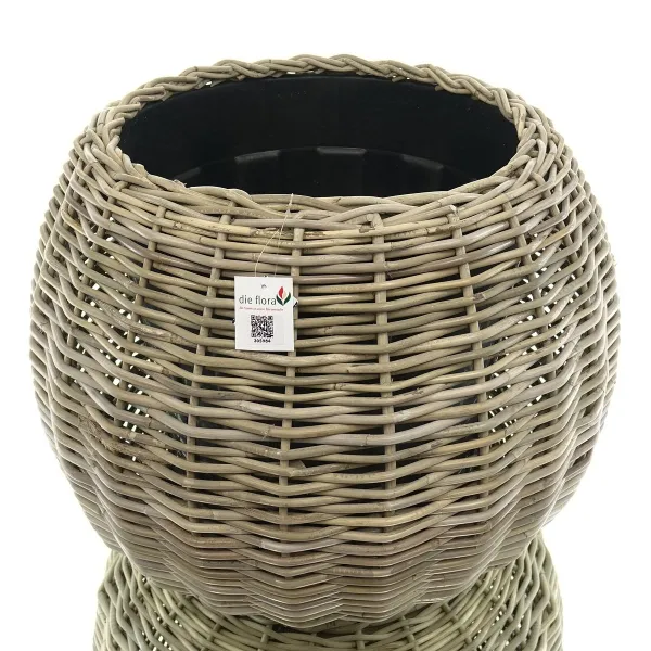 VAN DER LEEDEN DRYPOT® Rattan Tina Pflanzkübel Grau Ø 68 cm - Sylter Körbe