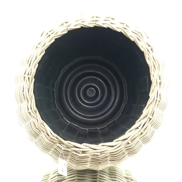 VAN DER LEEDEN DRYPOT® Rattan Tina Pflanzkübel Grau Ø 68 cm - Sylter Körbe