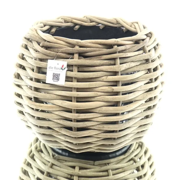 VAN DER LEEDEN DRYPOT® Rattan Tina Pflanzkübel Grau Ø 48 cm - Sylter Körbe VAN DER LEEDEN DRYPOT® Rattan Tina Pflanzkübel Grau Ø 48 cm - Sylter Körbe