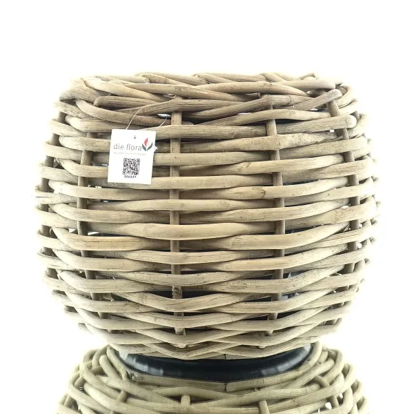 VAN DER LEEDEN DRYPOT® Rattan Tina Pflanzkübel Grau Ø 48 cm - Sylter Körbe