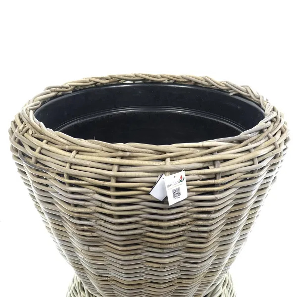 VAN DER LEEDEN DRYPOT® Rattan Pflanzgefäß Grau ca. Ø 80 cm - Sylter Körbe