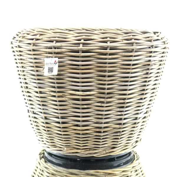 VAN DER LEEDEN DRYPOT® Rattan Pflanzgefäß Grau ca. Ø 65 cm - Sylter Körbe