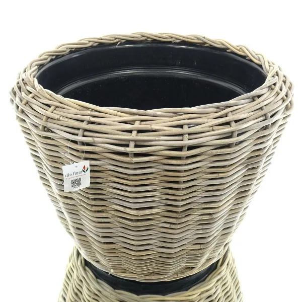 VAN DER LEEDEN DRYPOT® Rattan Pflanzgefäß Grau ca. Ø 65 cm - Sylter Körbe