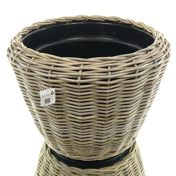 VAN DER LEEDEN DRYPOT® Rattan Pflanzgefäß Grau ca. Ø 65 cm - Sylter Körbe