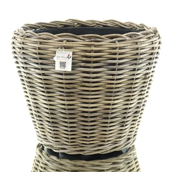 VAN DER LEEDEN DRYPOT® Rattan Pflanzgefäß Grau ca. Ø 55 cm - Sylter Körbe