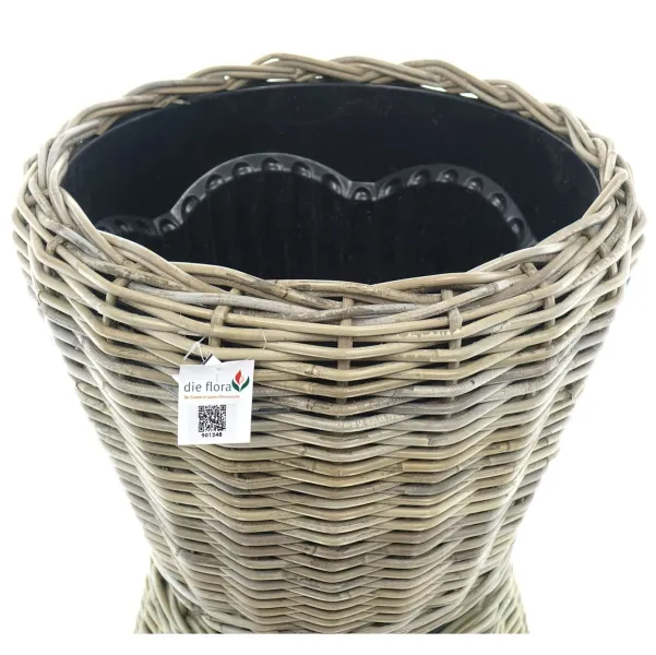 VAN DER LEEDEN DRYPOT® Rattan Pflanzgefäß Grau ca. Ø 55 cm - Sylter Körbe