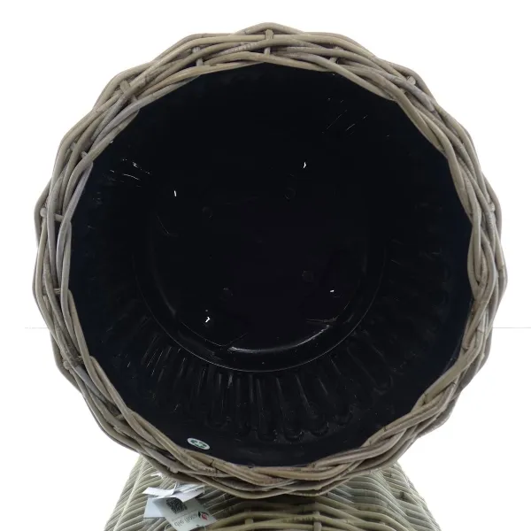 VAN DER LEEDEN DRYPOT® Rattan Pflanzgefäß Grau ca. Ø 55 cm - Sylter Körbe