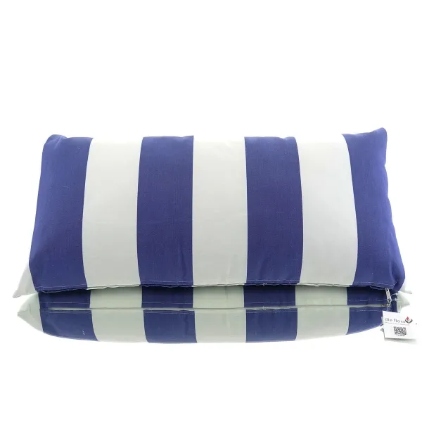 VAN DER LEEDEN Kissen Blau & Weiß gestreift 70 cm x 35 cm