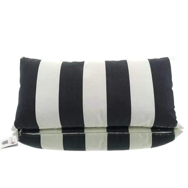 VAN DER LEEDEN Kissen Schwarz & Weiß gestreift 70 cm x 35 cm