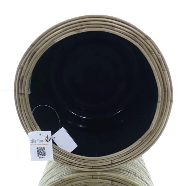 VAN DER LEEDEN DRYPOT® Stripe Rattan Pflanzkübel Grau Ø 35 cm - Sylter Körbe