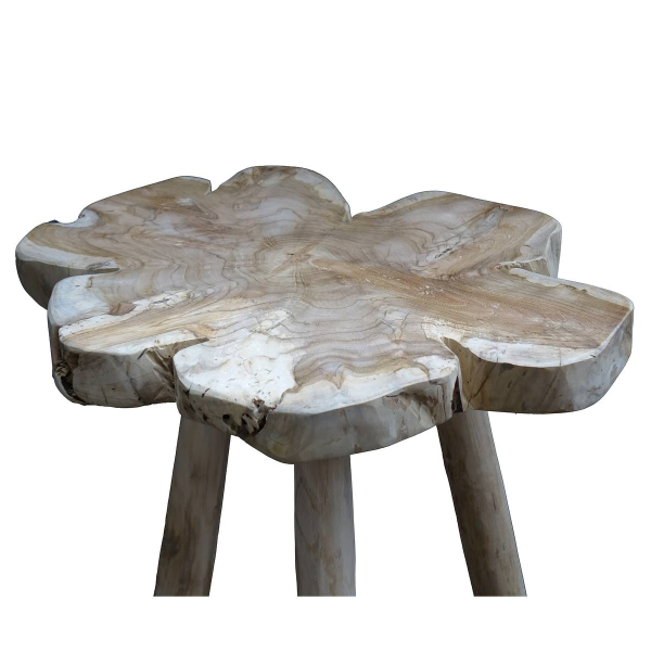 VAN DER LEEDEN Beistelltisch Teak Natur Ø 50 Höhe 75 cm