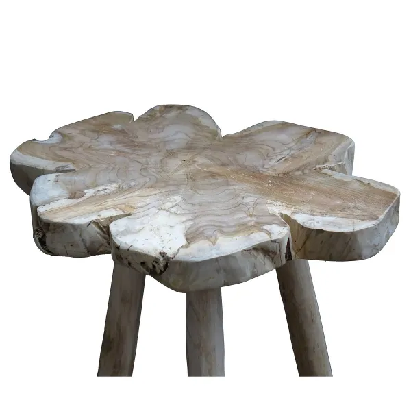 VAN DER LEEDEN Beistelltisch Teak Natur Ø 50 Höhe 75 cm