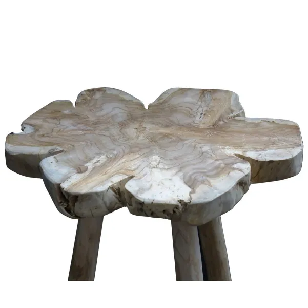 VAN DER LEEDEN Beistelltisch Teak Natur Ø 50 Höhe 75 cm