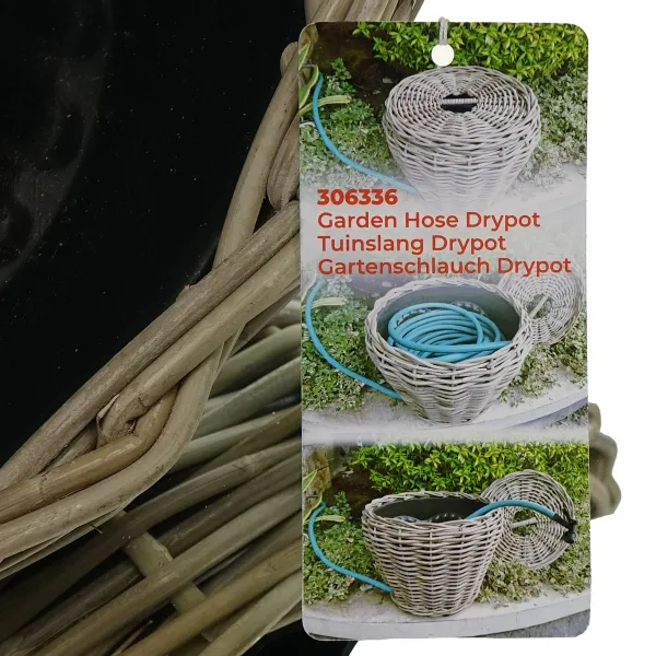 VAN DER LEEDEN DRYPOT® Rattan Gartenschlauchhalter Ø 45 Höhe 37 cm