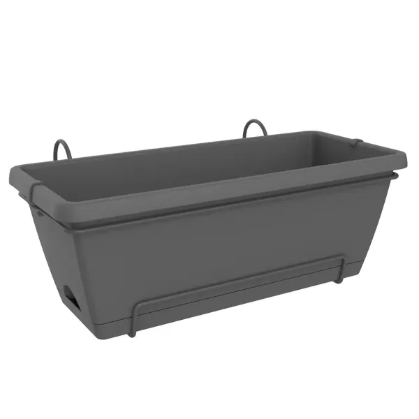 elho® Barcelona Balkonkasten XL Anthrazit 55 cm all-in-1 mit Halterung