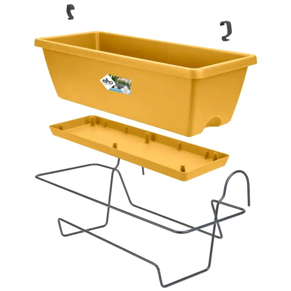 elho® Barcelona Balkonkasten Honiggelb 50 cm all-in-1 mit Halterung