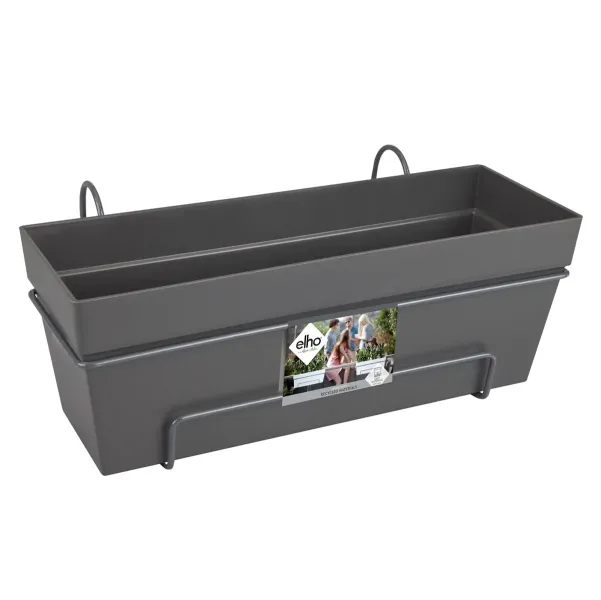 elho® Loft Urban Balkonkasten all-in-1 Anthrazit 50 cm mit Halter